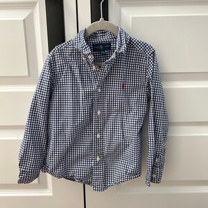 Ralph Lauren Blue Button Down Shirt with Gingham Pattern
